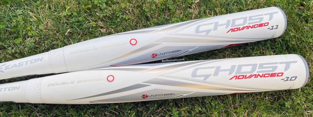 2020 Easton Ghost Advanced Fastpitch Softball Bat Side by Side